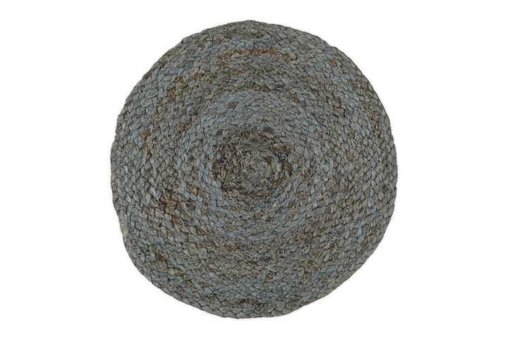 100% All Natural Fiber Hand Braided Boho Blue Round Jute Rug | JR1 - The Rug Decor