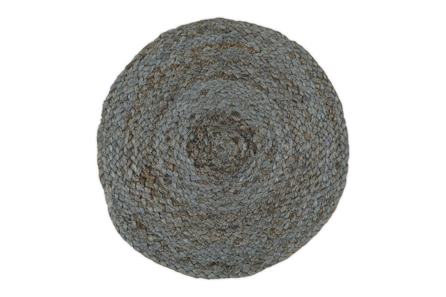 100% All Natural Fiber Hand Braided Boho Blue Round Jute Rug | JR1 - The Rug Decor