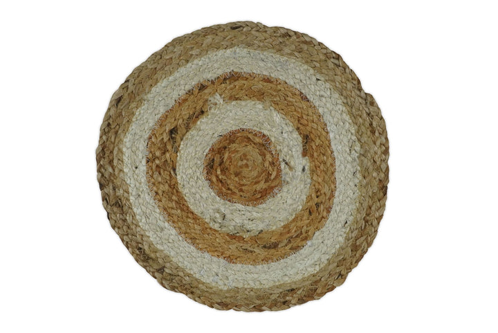 100% ALL NATURAL FIBER HAND BRAIDED BOHO White ROUND JUTE RUG | JR3 - The Rug Decor