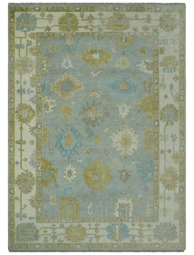 10x14 Gray, Ivory, Olive and Beige Hand Knotted Traditional Oushak Wool Area Rug - The Rug Decor