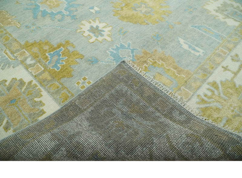 10x14 Gray, Ivory, Olive and Beige Hand Knotted Traditional Oushak Wool Area Rug - The Rug Decor