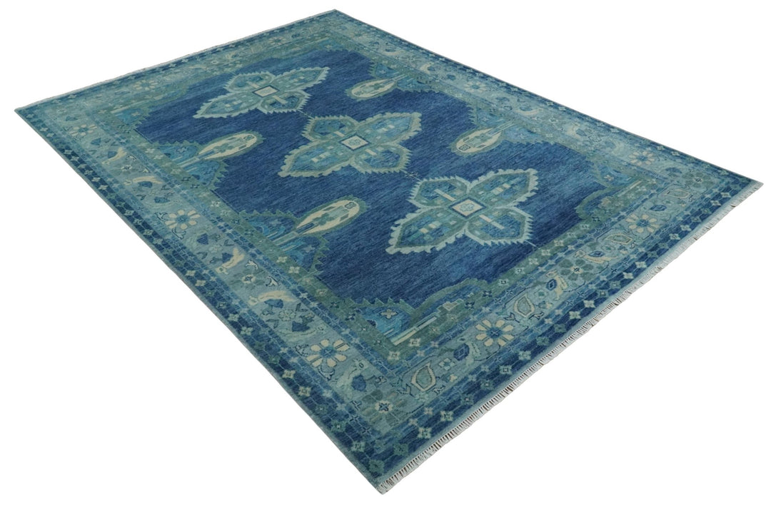 10x14 Hand Knotted Blue and Silver Traditional Antique style Wool Rug, Living Room - The Rug Decor