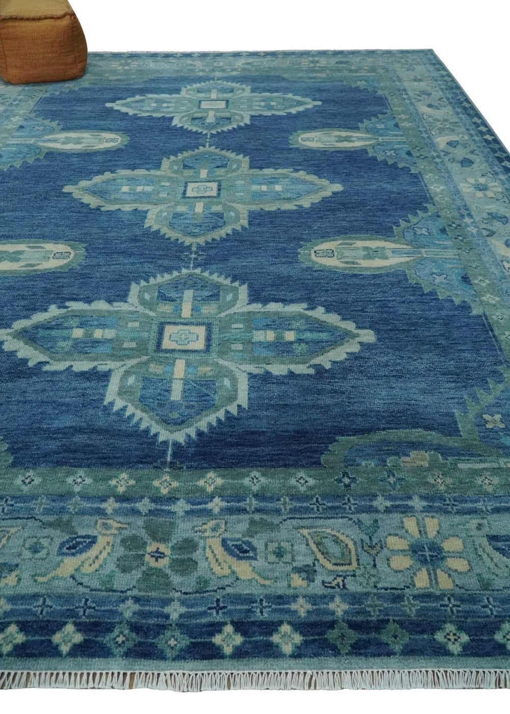 10x14 Hand Knotted Blue and Silver Traditional Antique style Wool Rug, Living Room - The Rug Decor