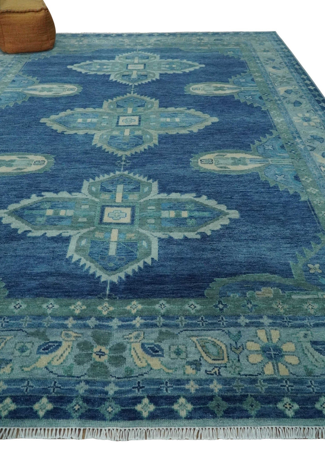10x14 Hand Knotted Blue and Silver Traditional Antique style Wool Rug, Living Room - The Rug Decor