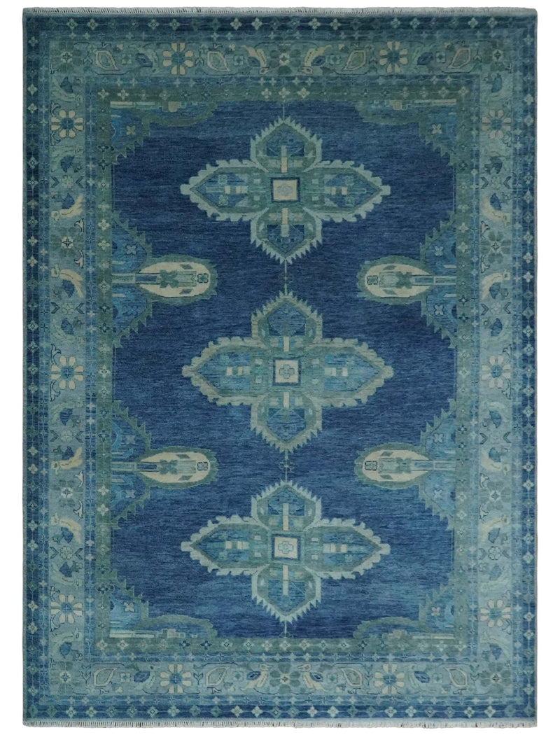 10x14 Hand Knotted Blue and Silver Traditional Antique style Wool Rug, Living Room - The Rug Decor