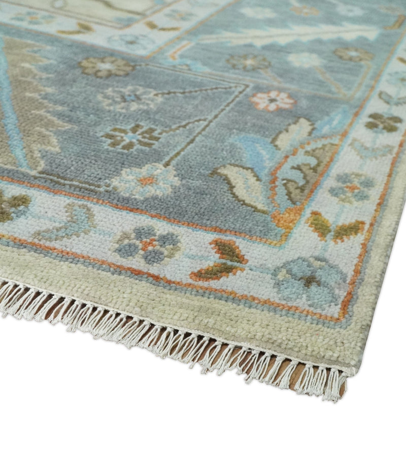 10x14 Hand Knotted Ivory and Gray Oriental Oushak Wool Area Rug | TRDCP9531014 - The Rug Decor