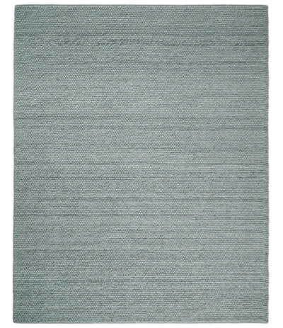 6x9 and 8x10 Solid Gray Wool Blend Felted Chunky Hand Woven Area Rug | DOV5
