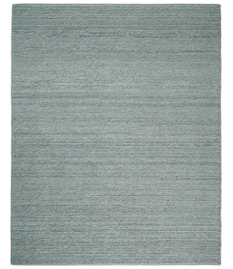 6x9 and 8x10 Solid Gray Wool Blend Felted Chunky Hand Woven Area Rug | DOV5
