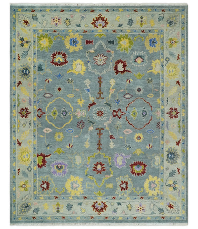8x10 Fine Hand Knotted Blue and Beige Traditional Vintage Antique Persian Wool Rug | TRDCP893810