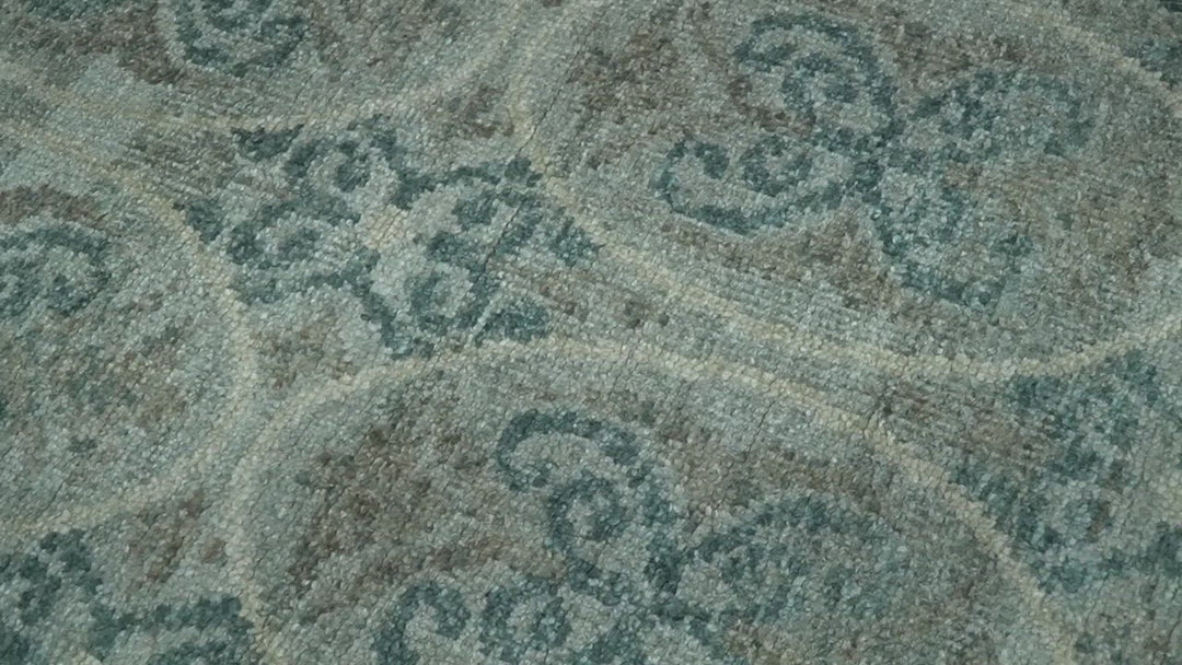 8x10 Hand Knotted Gray, Blue and Brown Modern Persian Style Contemporary Recycled Silk Area Rug | OP31