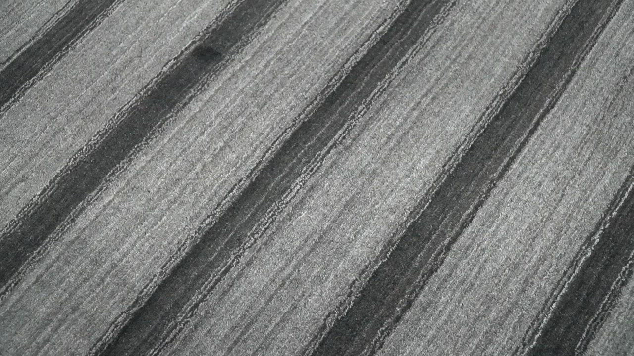 Modern Scandinavian Stripes Style 5x7 Silver and Gray Wool Hand Woven Area Rug | HL11