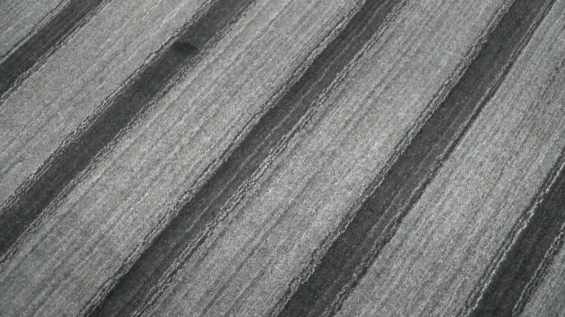 Modern Scandinavian Stripes Style 5x7 Silver and Gray Wool Hand Woven Area Rug | HL11
