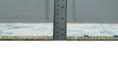2.4x7 Runner Hand Tufted Blue and White Modern Geometric Wool Area Rug | TRDMA9 - The Rug Decor