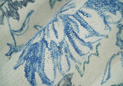 2.4x7 Runner Hand Tufted Blue and White Modern Geometric Wool Area Rug | TRDMA9 - The Rug Decor