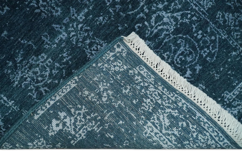 2.6x4 Fine Hand Knotted Silver and Blue Traditional Vintage Persian Style Antique Wool and Silk Rug | AGR29 - The Rug Decor