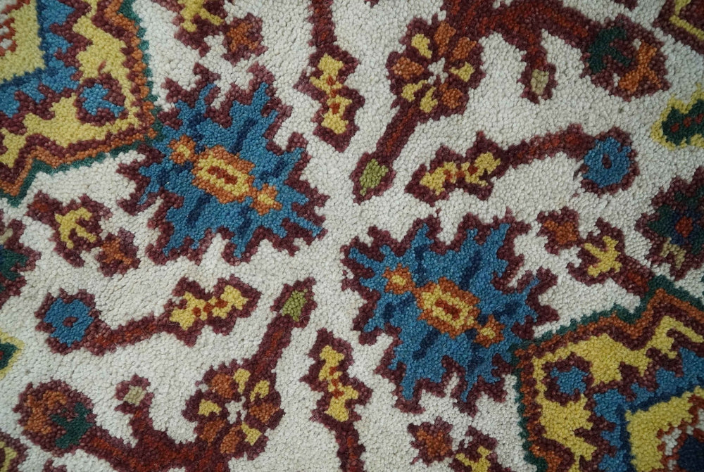 2.6x6 Hand knotted Gold, Ivory, Brown and Blue Traditional wool Area Rug - The Rug Decor