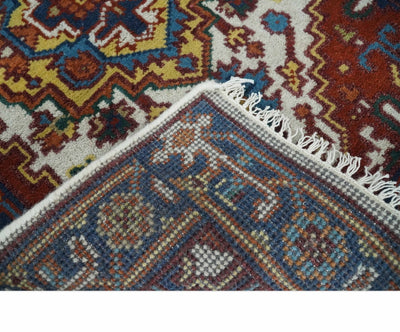 2.6x6 Hand knotted Gold, Ivory, Brown and Blue Traditional wool Area Rug - The Rug Decor