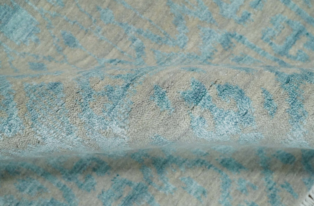 2.6x8 Fine Hand Knotted Camel and Blue Traditional Vintage Persian Style Antique Wool and Silk Rug | AGR26 - The Rug Decor