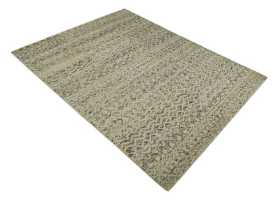 9x12 Hand Knotted Beige and Brown  Modern Contemporary Southwestern Tribal Trellis Recycled Silk Area Rug | OP18