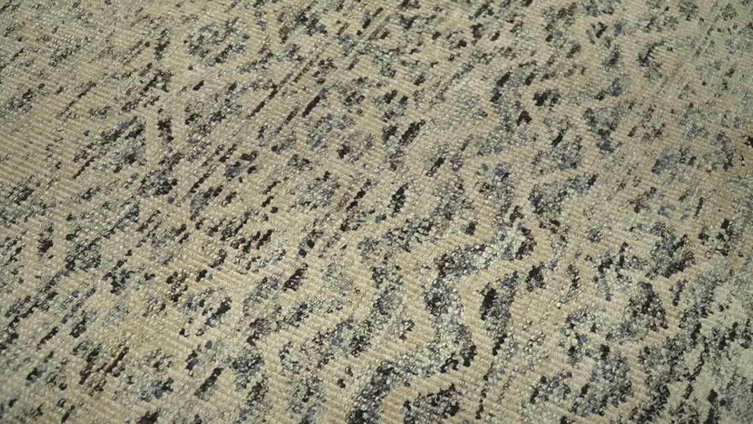9x12 Hand Knotted Ivory, Gray and Brown Modern Contemporary Southwestern Tribal Trellis Recycled Silk Area Rug | OP23