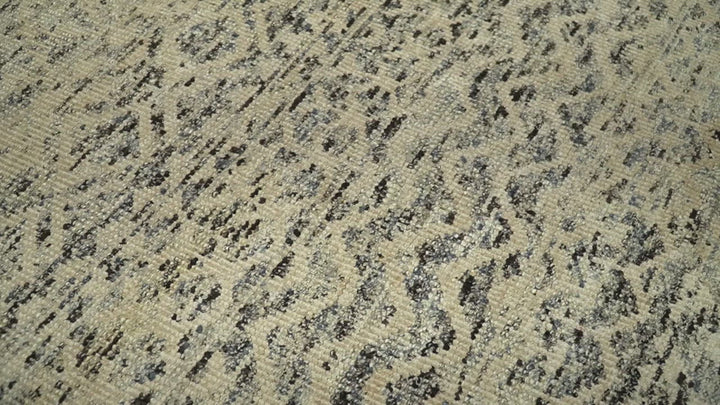 9x12 Hand Knotted Ivory, Gray and Brown Modern Contemporary Southwestern Tribal Trellis Recycled Silk Area Rug | OP23