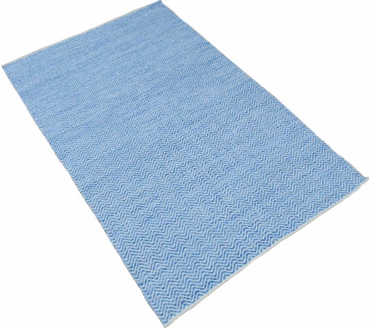 2x3, 5x8, 8x10 Dhurrie Rug, Blue Chevron Rug - The Rug Decor