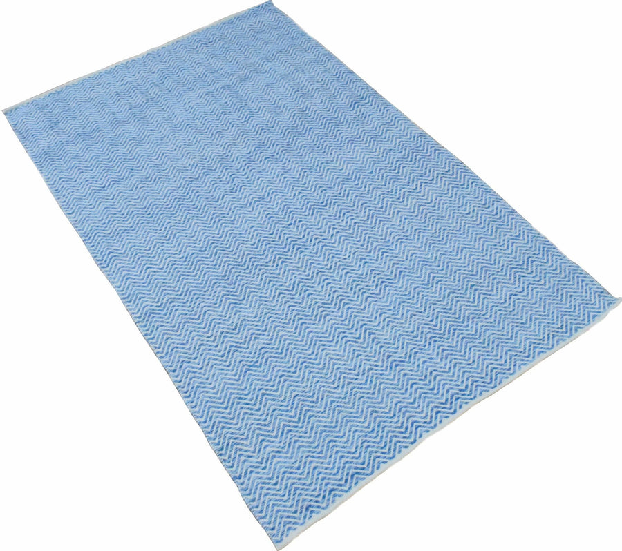 2x3, 5x8, 8x10 Dhurrie Rug, Blue Chevron Rug - The Rug Decor