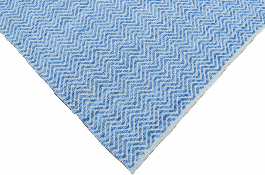 2x3, 5x8, 8x10 Dhurrie Rug, Blue Chevron Rug - The Rug Decor