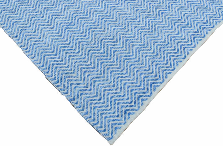 2x3, 5x8, 8x10 Dhurrie Rug, Blue Chevron Rug - The Rug Decor