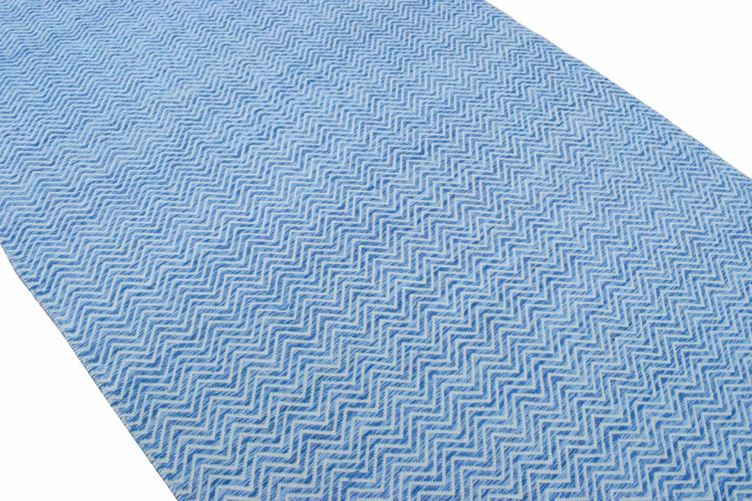 2x3, 5x8, 8x10 Dhurrie Rug, Blue Chevron Rug - The Rug Decor