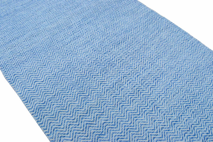 2x3, 5x8, 8x10 Dhurrie Rug, Blue Chevron Rug - The Rug Decor