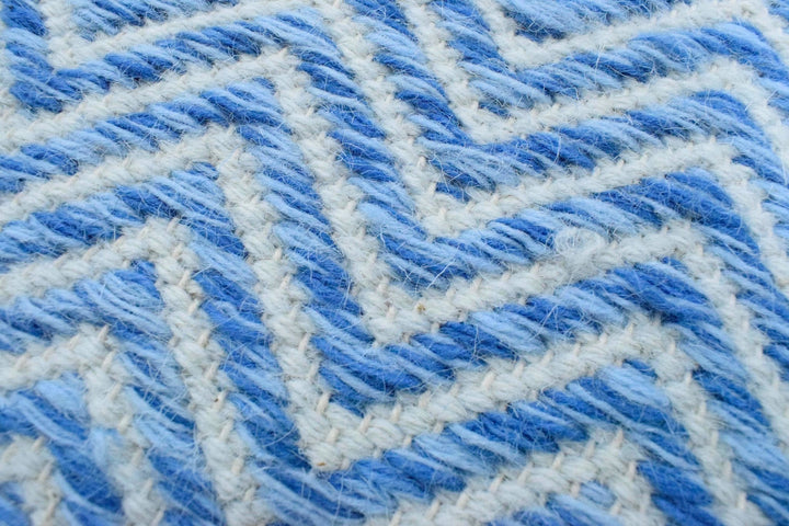 2x3, 5x8, 8x10 Dhurrie Rug, Blue Chevron Rug - The Rug Decor