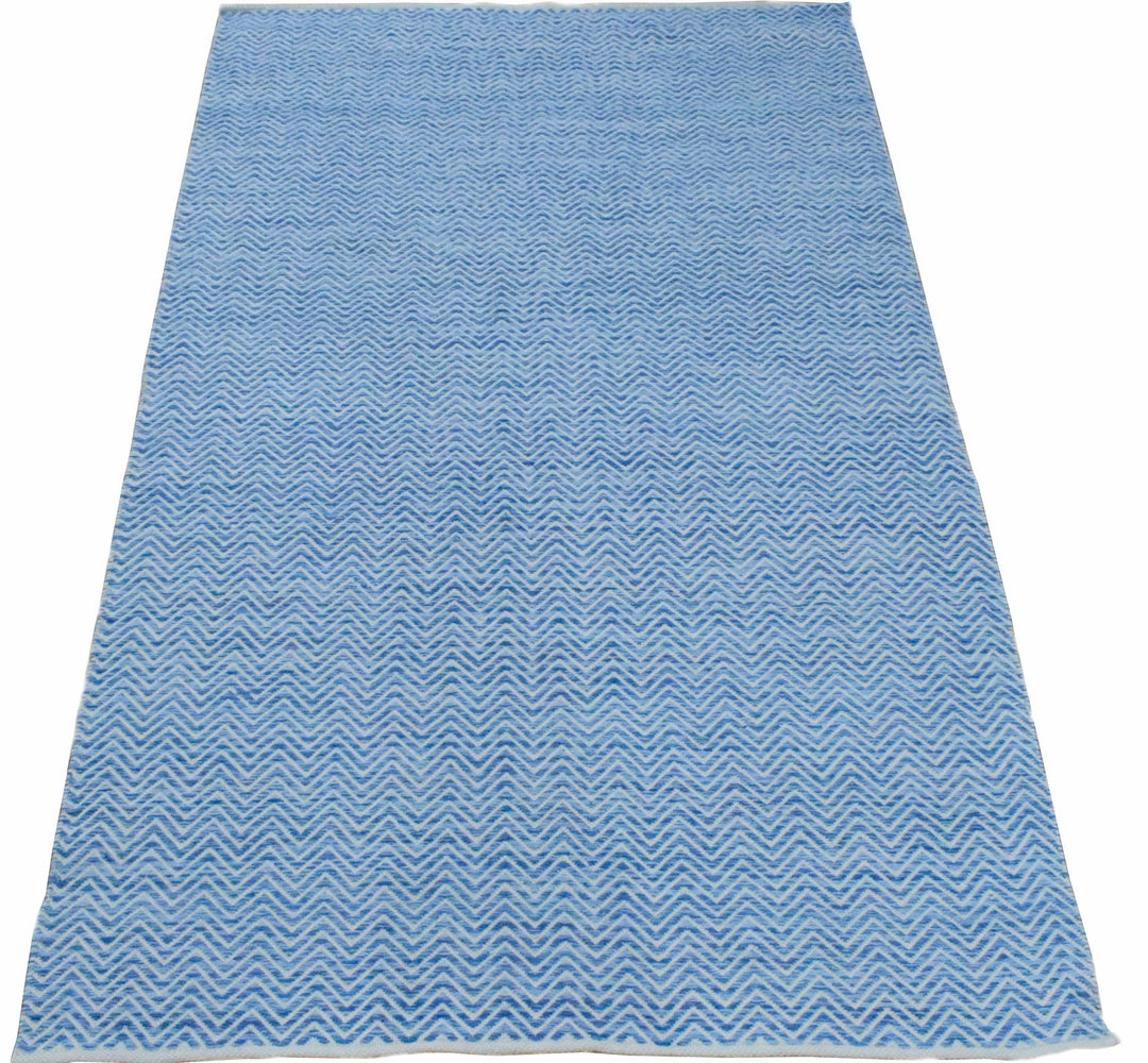 2x3, 5x8, 8x10 Dhurrie Rug, Blue Chevron Rug - The Rug Decor