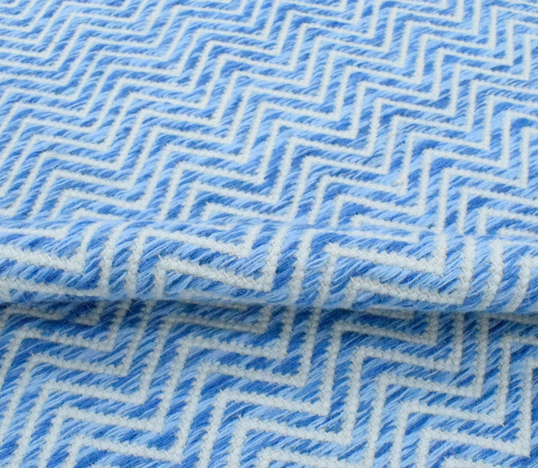 2x3, 5x8, 8x10 Dhurrie Rug, Blue Chevron Rug - The Rug Decor