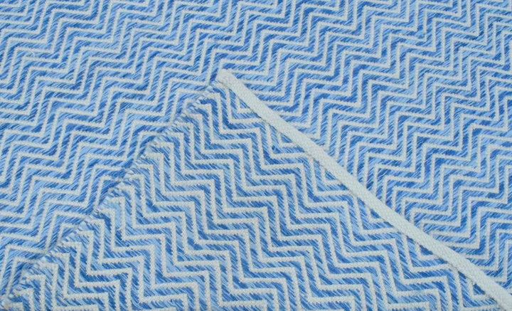 2x3, 5x8, 8x10 Dhurrie Rug, Blue Chevron Rug - The Rug Decor
