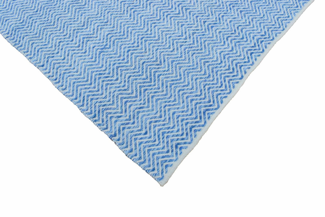 2x3, 5x8, 8x10 Dhurrie Rug, Blue Chevron Rug - The Rug Decor