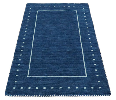 2x3, 8x10, 9x12, 10x14 and 12x15 Blue Hand Spun Wool Hand Loomed Southwestern Gabbeh Rug | QT24 - The Rug Decor