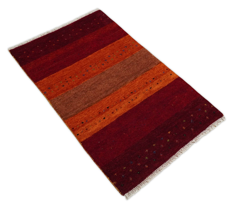 2x3 and 3x5 Red and Rust Wool Hand Knotted traditional Vintage Antique Southwestern Gabbeh | TRDCP379 - The Rug Decor