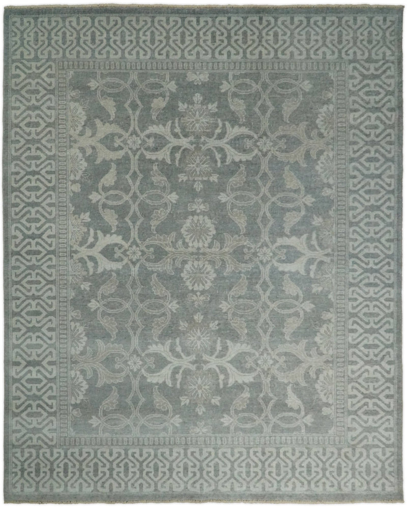 2x3 and 8x10 Hand Knotted Wool Blend Silver and Brown Area Rug | EMP2 - The Rug Decor