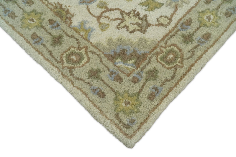 2x3 Brown and Beige Handmade Classic Vintage Design Wool Area Rug | TRDCP15723 - The Rug Decor