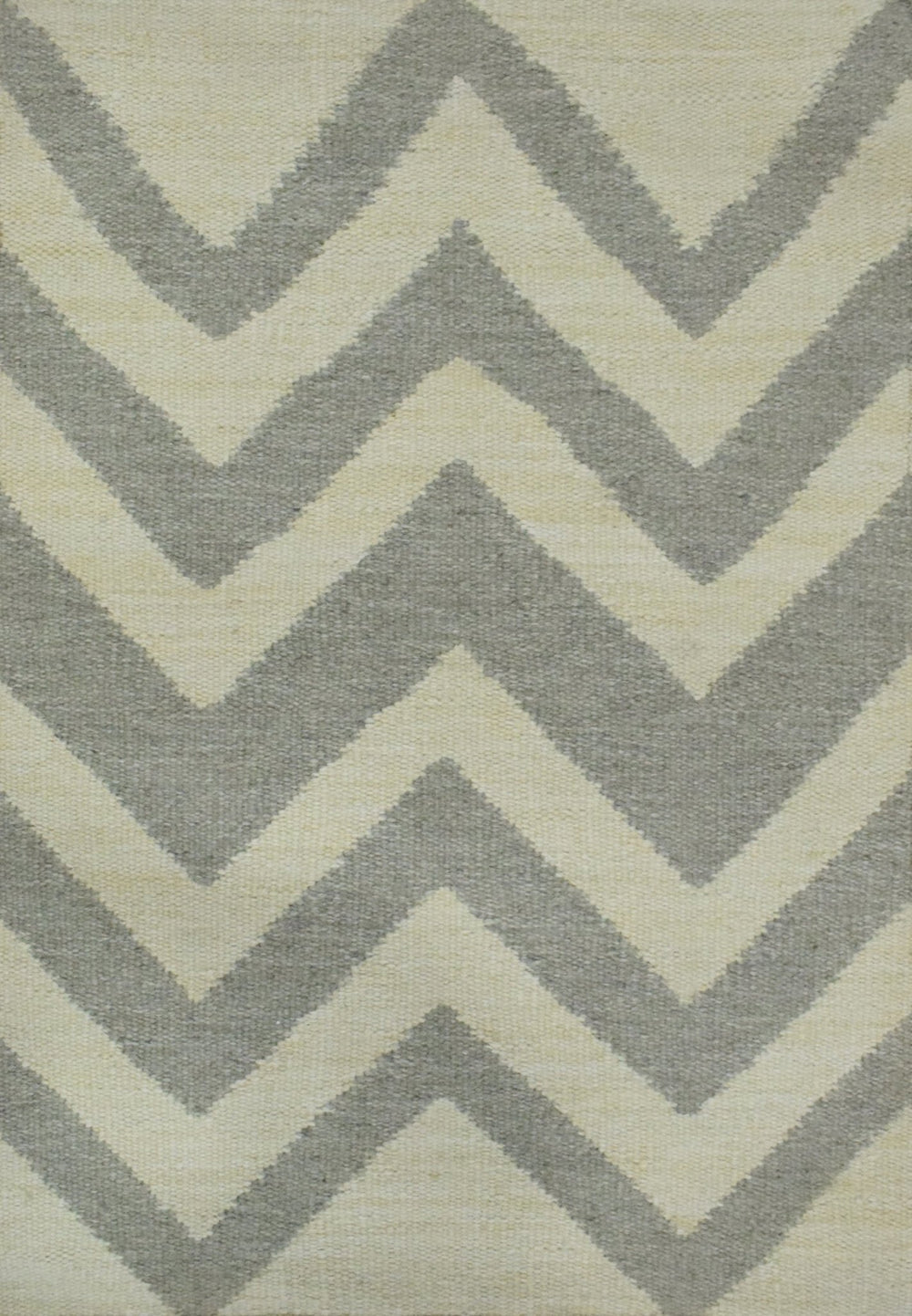 2x3 Dhurrie Rug, Gray and Beige Chevron Pattern Rug - The Rug Decor