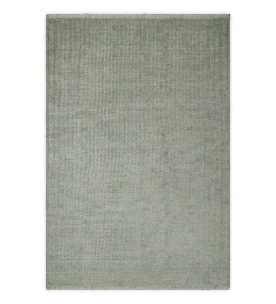 2x3 Hand Knotted Beige and Gray Traditional Persian Oushak Wool Rug | N6423 - The Rug Decor