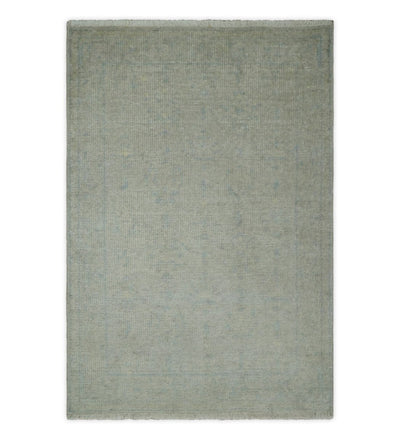 2x3 Hand Knotted Beige and Gray Traditional Persian Oushak Wool Rug | N6423 - The Rug Decor