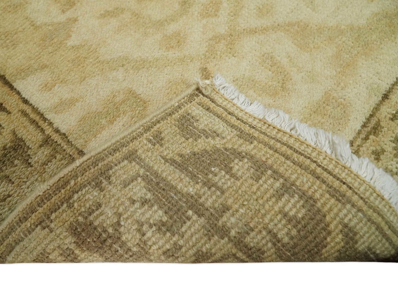 2x3 Hand Knotted Beige and Olive Traditional Persian Oushak Wool Rug | N323 - The Rug Decor