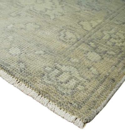 2x3 Hand Knotted Beige, Ivory and Charcoal Traditional Persian Oushak Wool Rug | N5823 - The Rug Decor