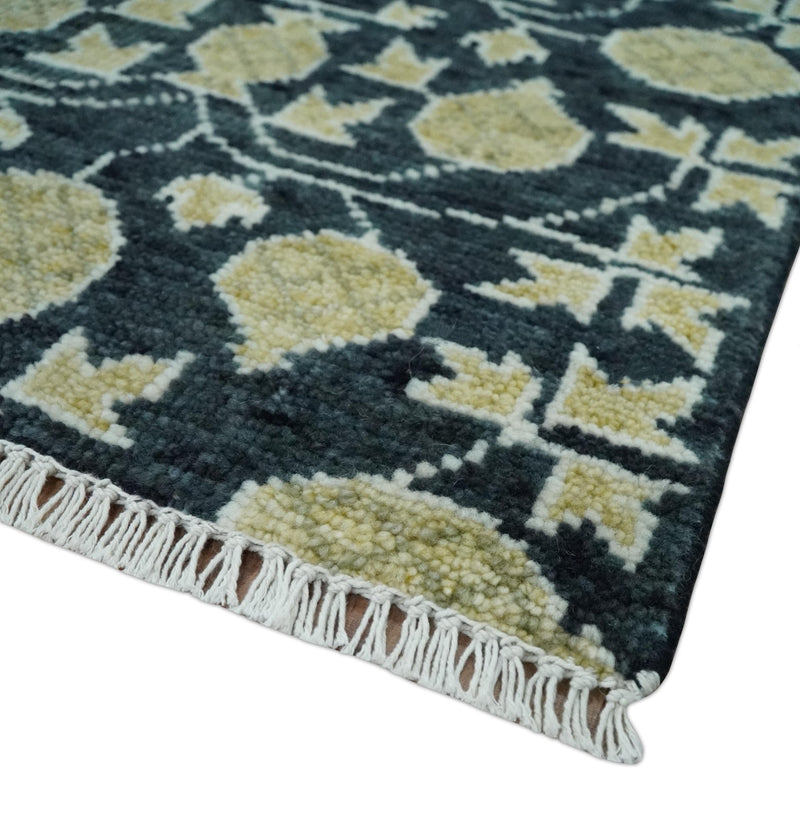 2x3 Hand Knotted Black and Beige Traditional Antique Style Wool Rug | TRDCP124623 - The Rug Decor
