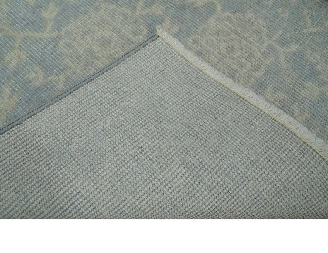 2x3 Hand Knotted Blue, Beige and Gray Traditional Persian Oushak Wool Rug | N7423 - The Rug Decor