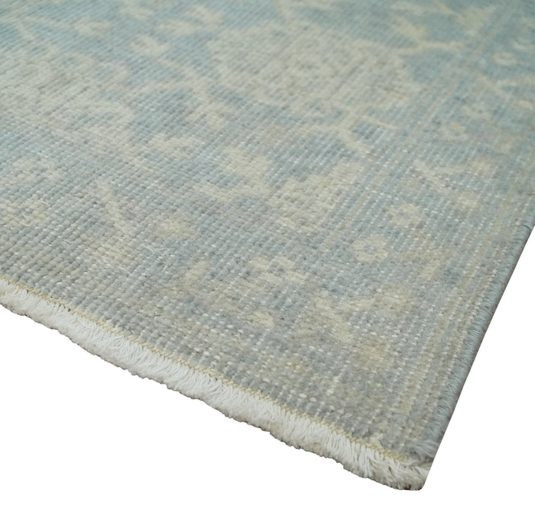 2x3 Hand Knotted Blue, Beige and Gray Traditional Persian Oushak Wool Rug | N7423 - The Rug Decor