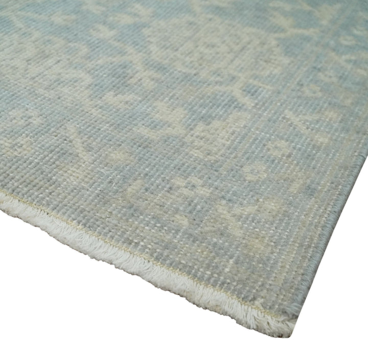 2x3 Hand Knotted Blue, Beige and Gray Traditional Persian Oushak Wool Rug | N7423 - The Rug Decor