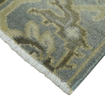 2x3 Hand Knotted Gray, Beige and Olive Traditional Persian Oushak Wool Rug | N5123 - The Rug Decor